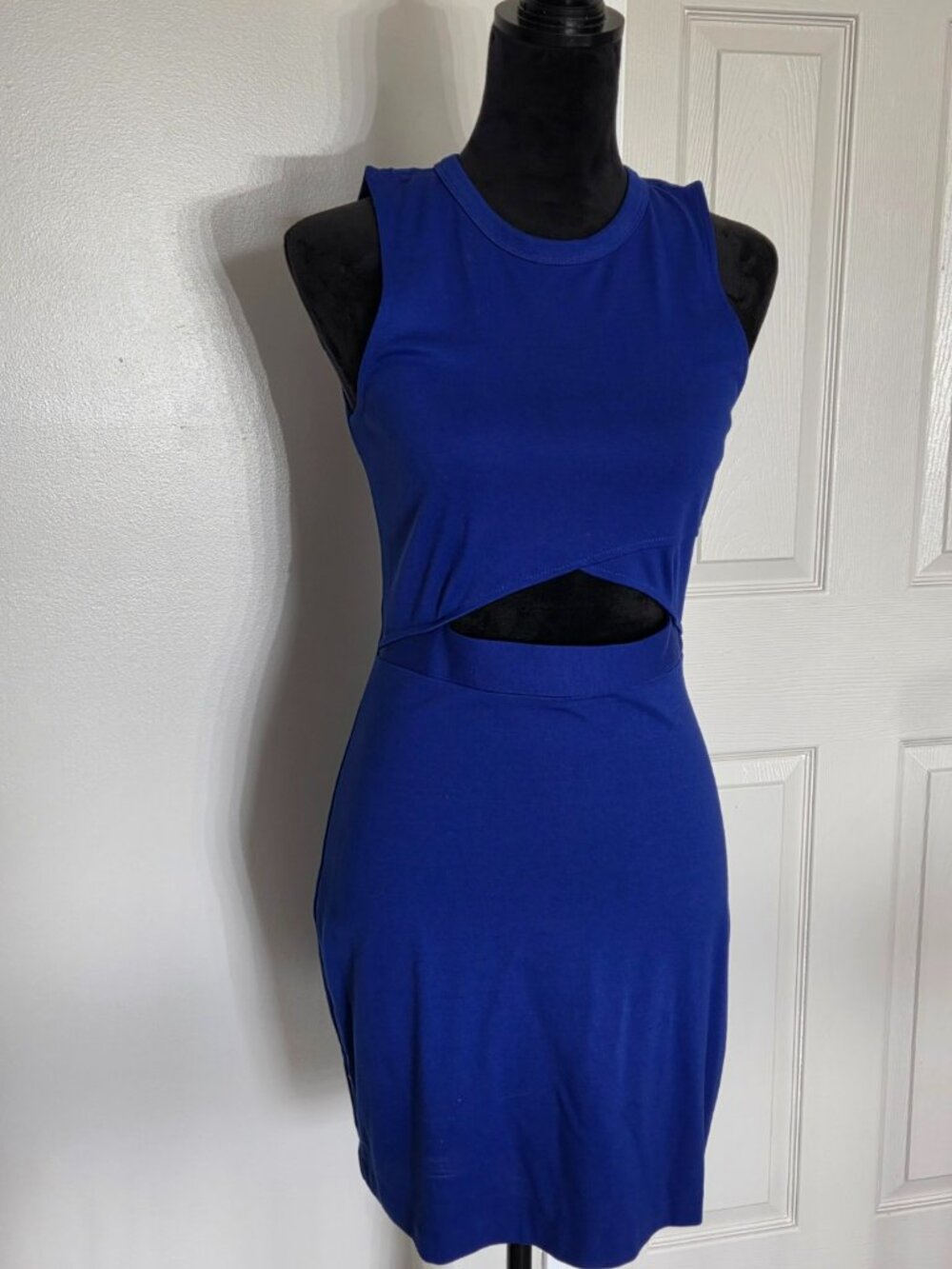 Express Royal Blue Cutout Bodycon Mini Dress – Size Small - Picture 2 of 6